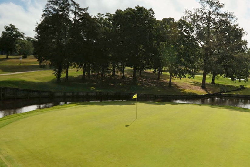 alt=Photo of a hole at one of the Leroy Springs & Co.'s golf courses